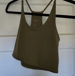 girlfriend longline halter sports bra olive